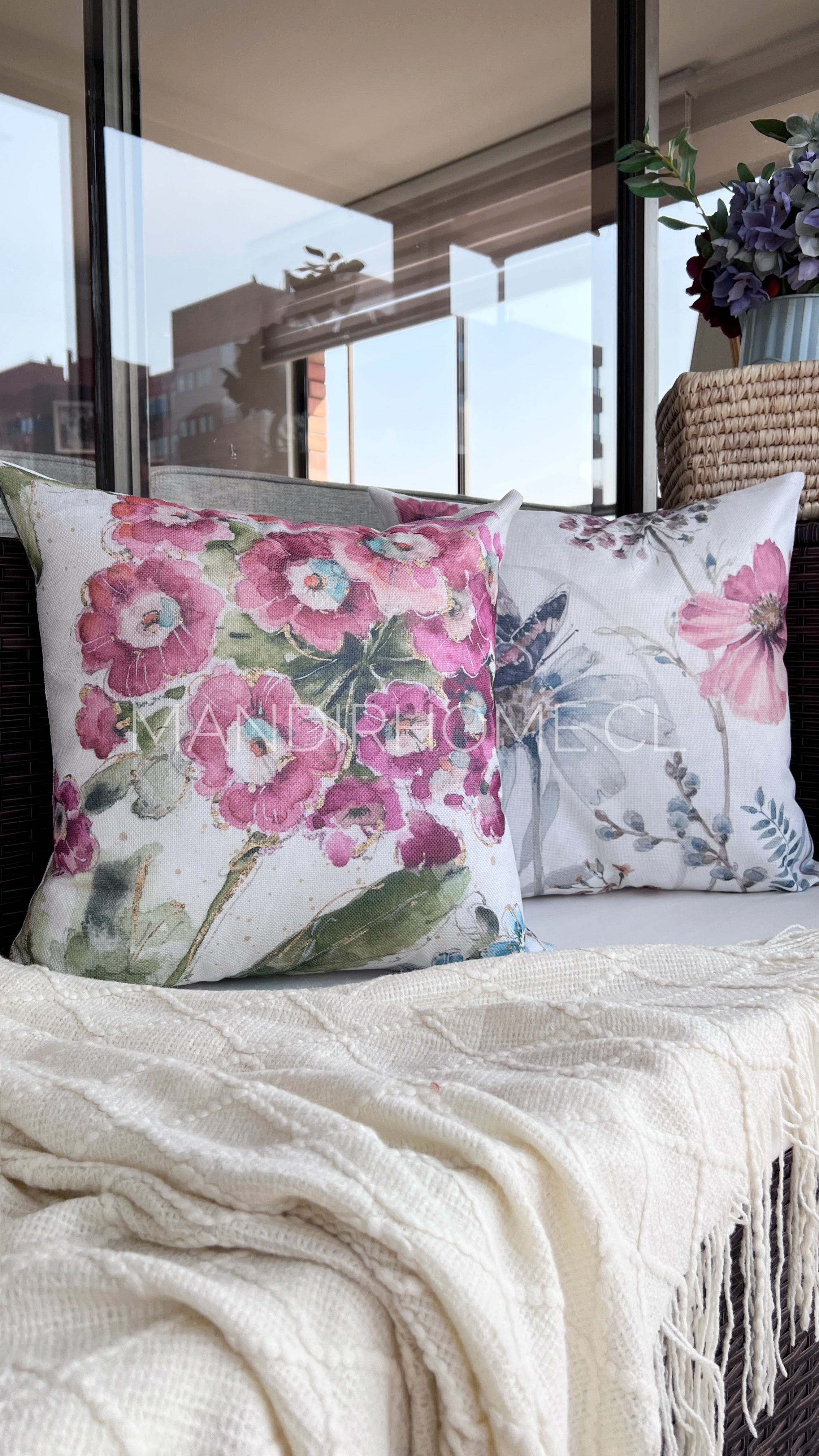 Funda de Cojín Estampada Mariposa Vintage 45x45cms