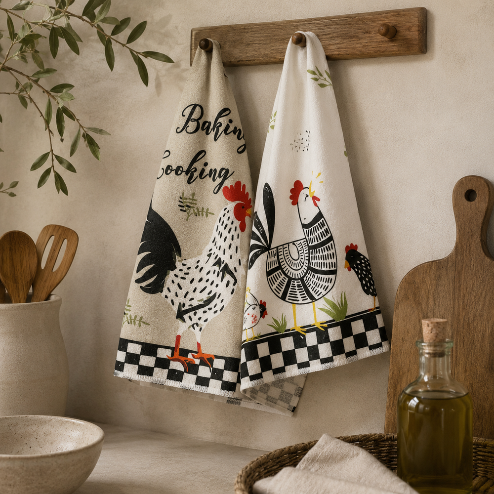 mantel de cocina gallinas y gallo set