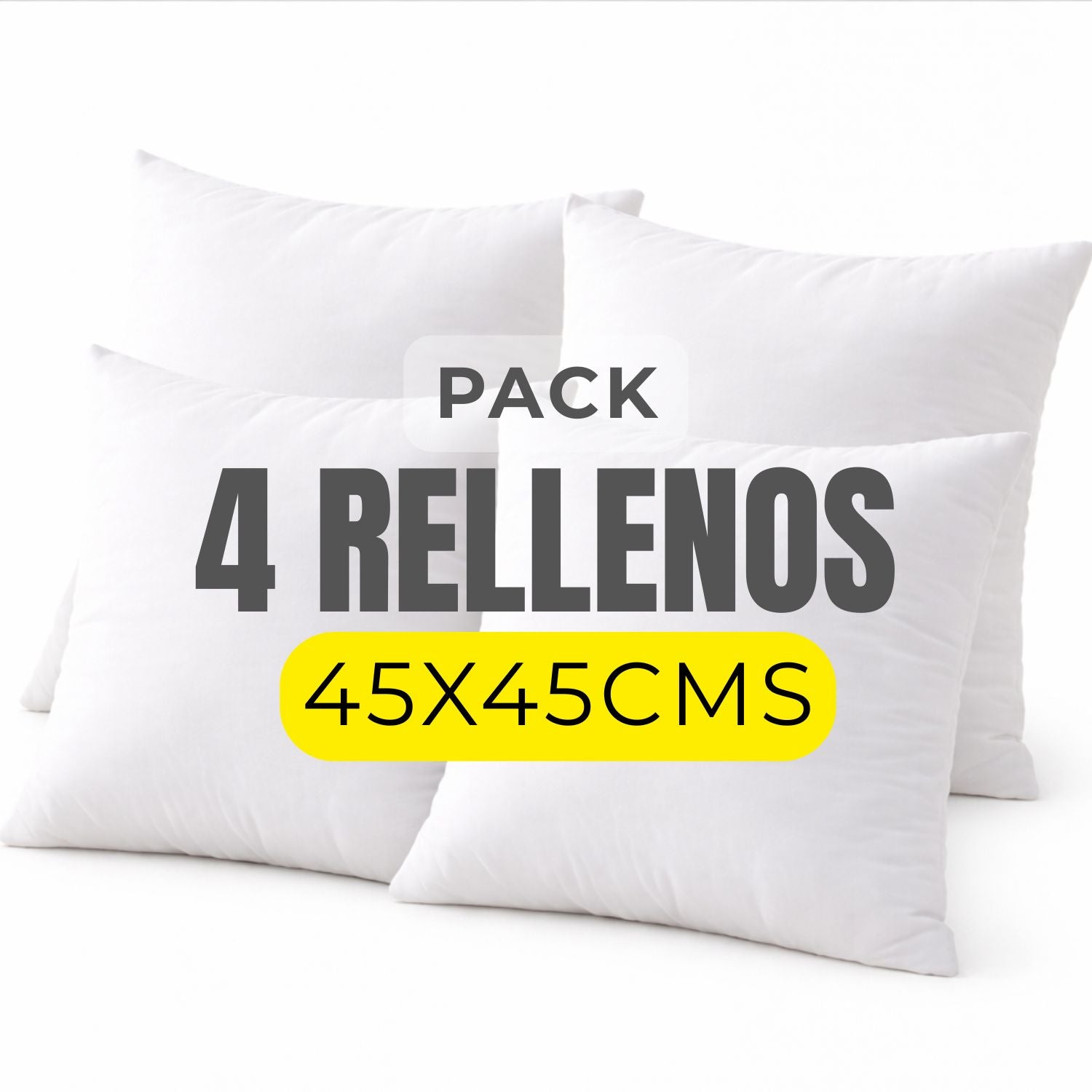 Pack 4 Rellenos de Cojín 45x45 Premium | Fibra Siliconada