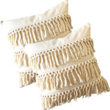 COMBO FUNDAS BOHO TIPO MACRAME CRUDO CUADRADA