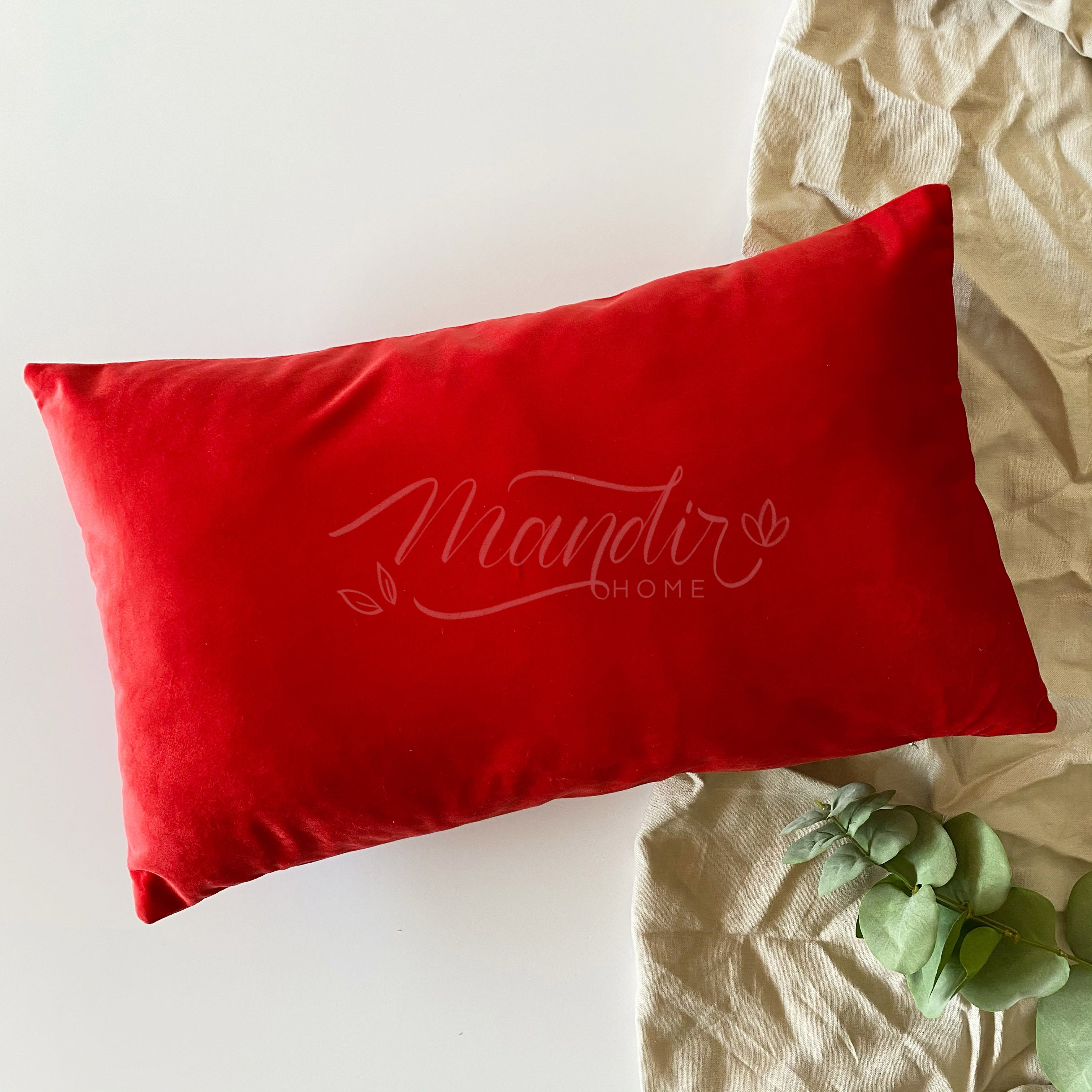 ¡Queda 1! Funda de Cojín Velvet Liso Rojo Rectangular