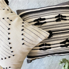 Funda Boho Kelim Lazos Negro Cuadrada