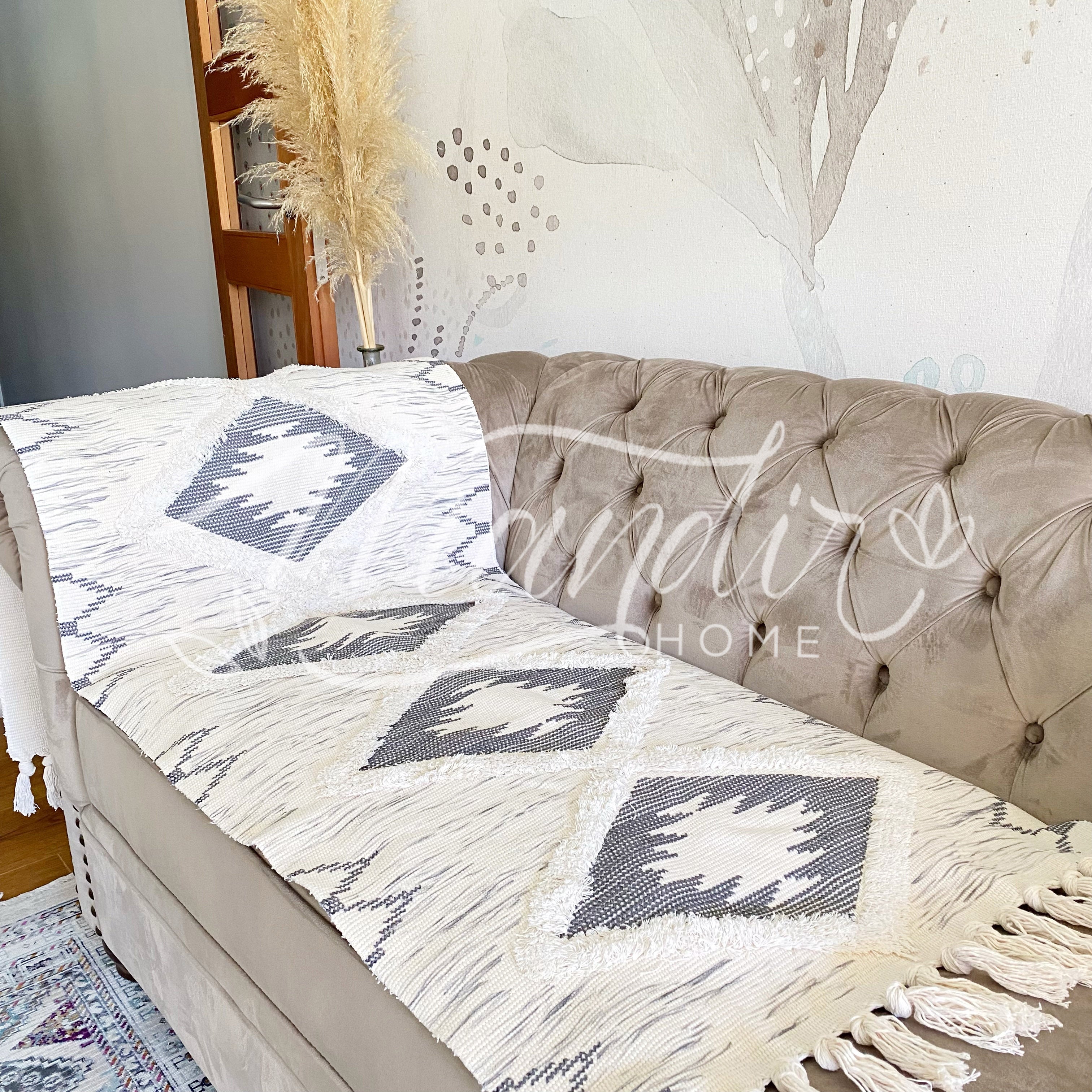 Textil Decorativo Piecera/ Alfombra Estampado Jaspeado Gris Tipo Kelim