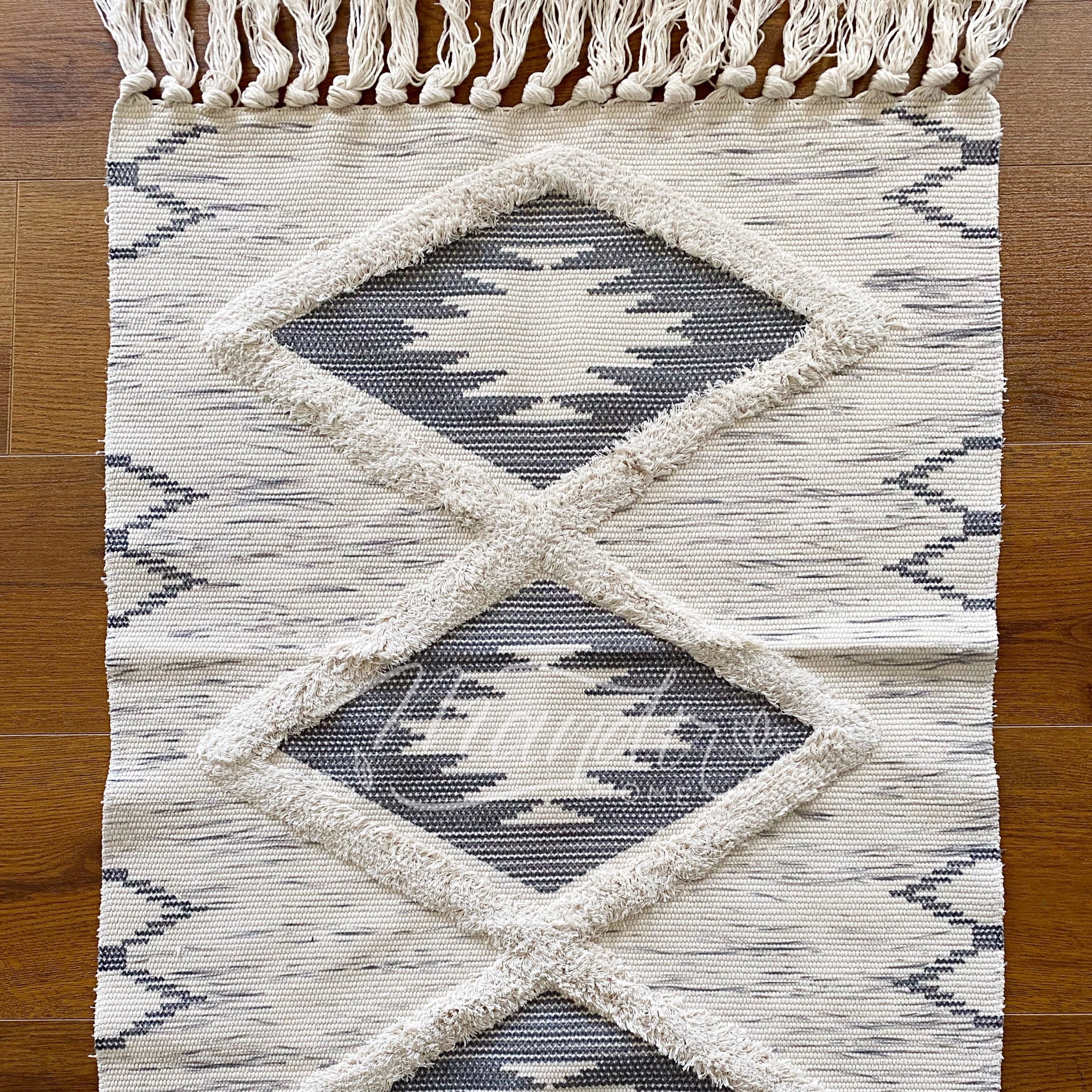 Alfombra Bajada Rectangular Estampado Jaspeado Gris Tipo Kelim 100x60cms