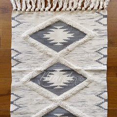 Alfombra Bajada Rectangular Estampado Jaspeado Gris Tipo Kelim 100x60cms