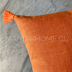 ¡Queda 1! Funda de Cojín Simple Naranjo Borlas  Cuadrada