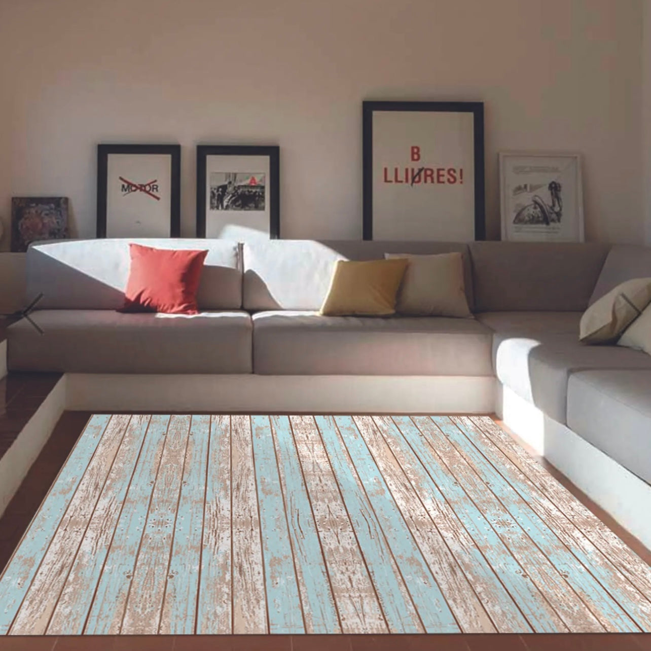 Alfombra Vinílica Vintage Madera Menta 220x140cms/ A PEDIDO