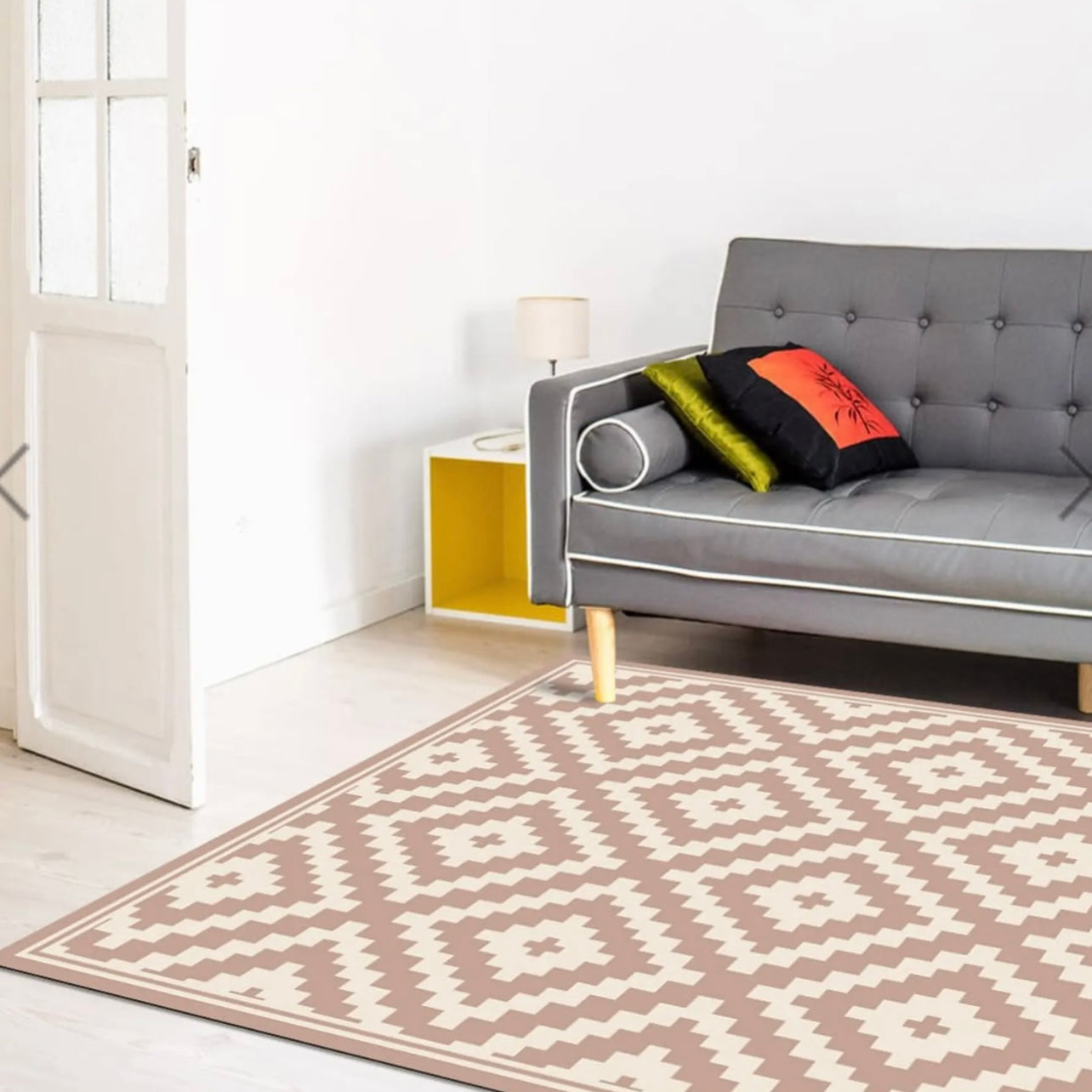 Alfombra Vinílica Rombo Rosado Pastel 220x140cms/ A PEDIDO