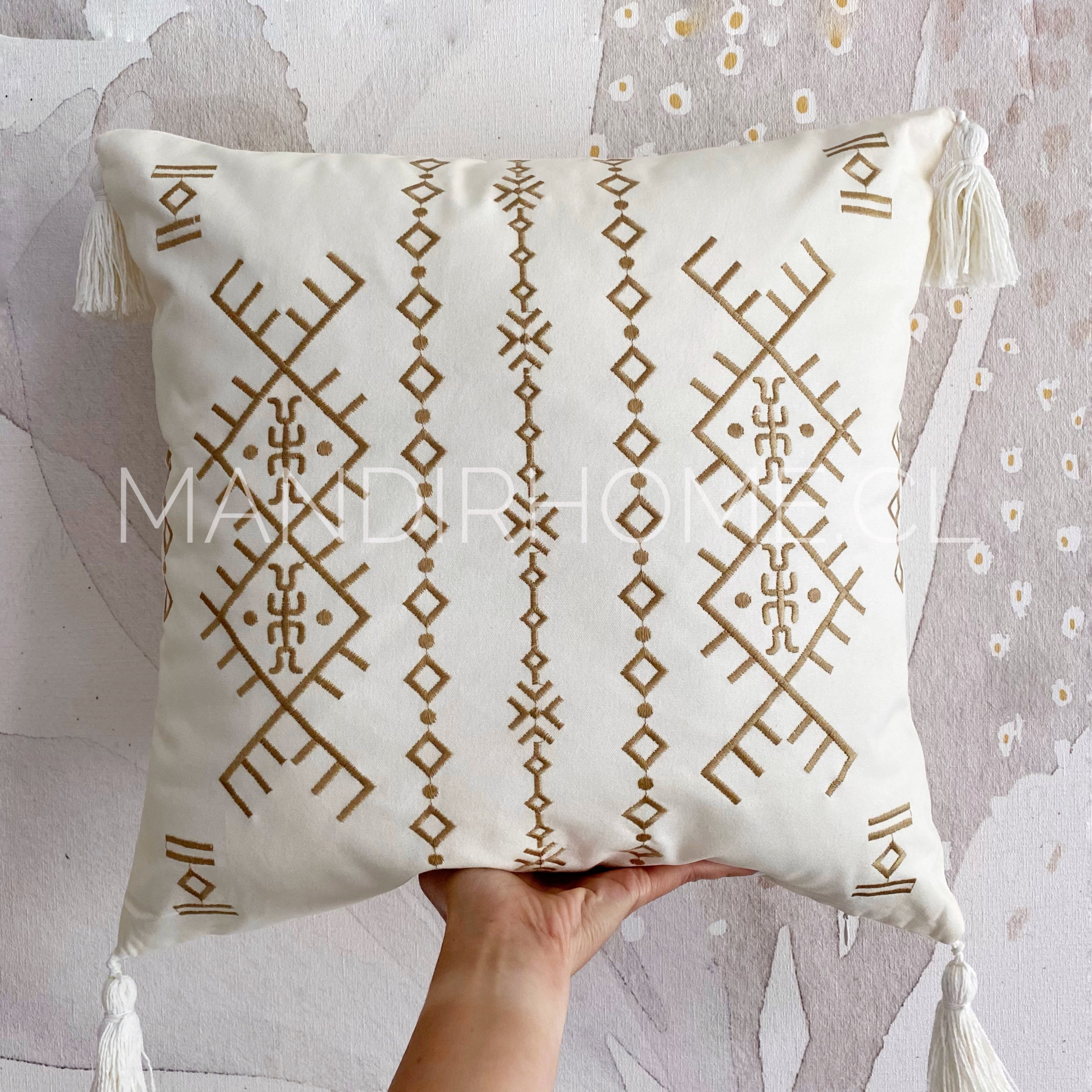 Funda de Cojín Boho Monterrey Crudo Cuadrado