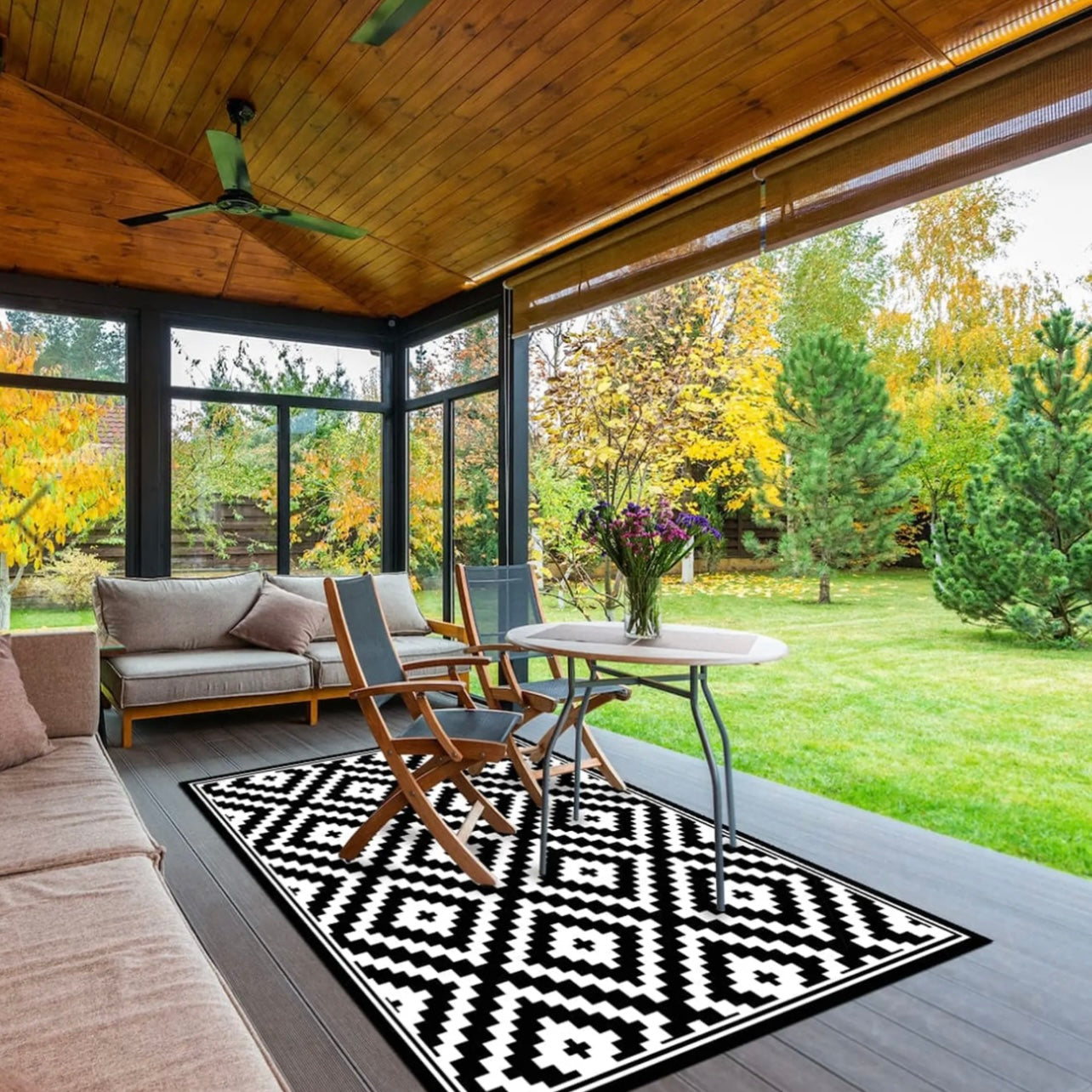 Alfombra Vinílica Rombo Negro 220x140cms/ A PEDIDO