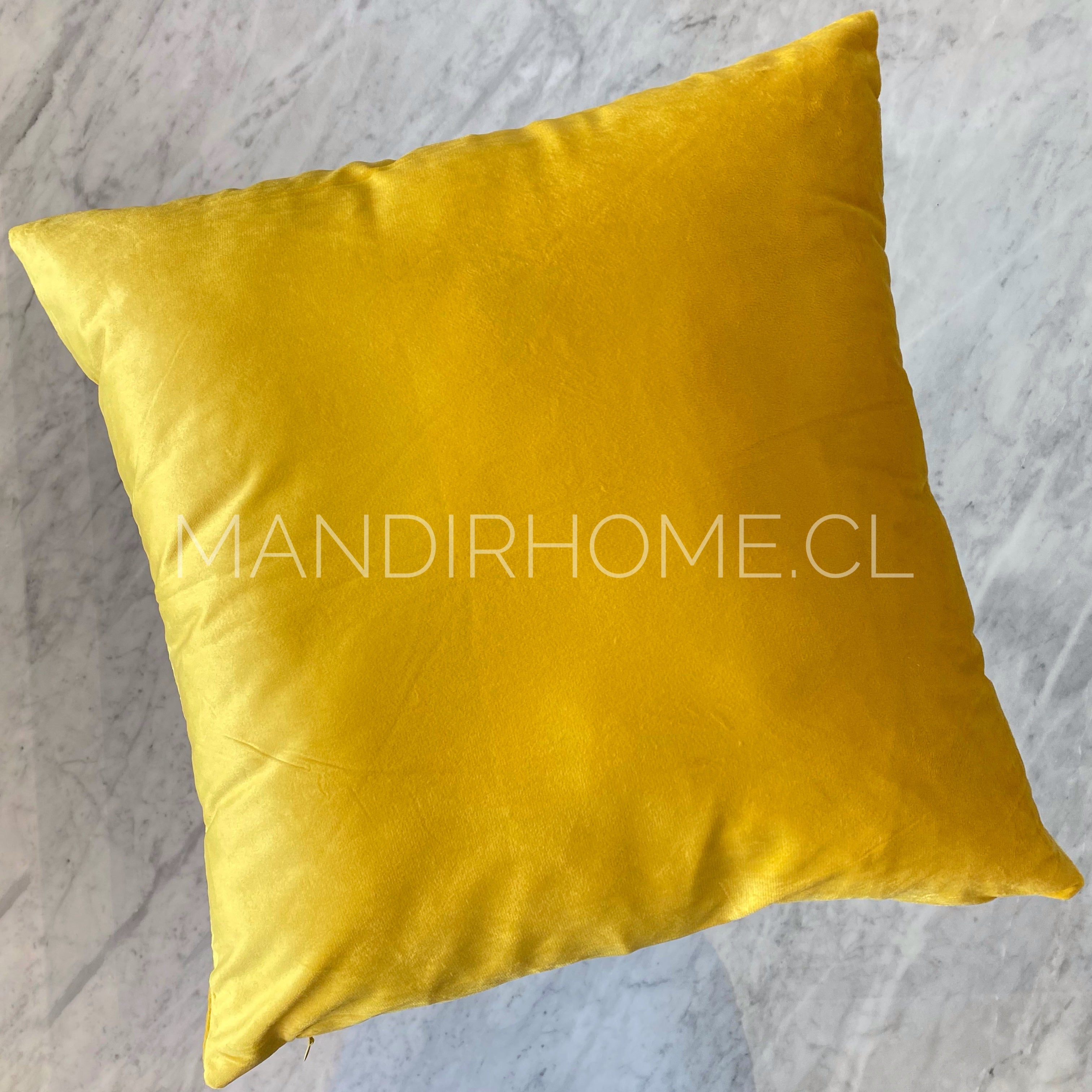 Funda de Cojín Velvet Liso Amarillo Mostaza