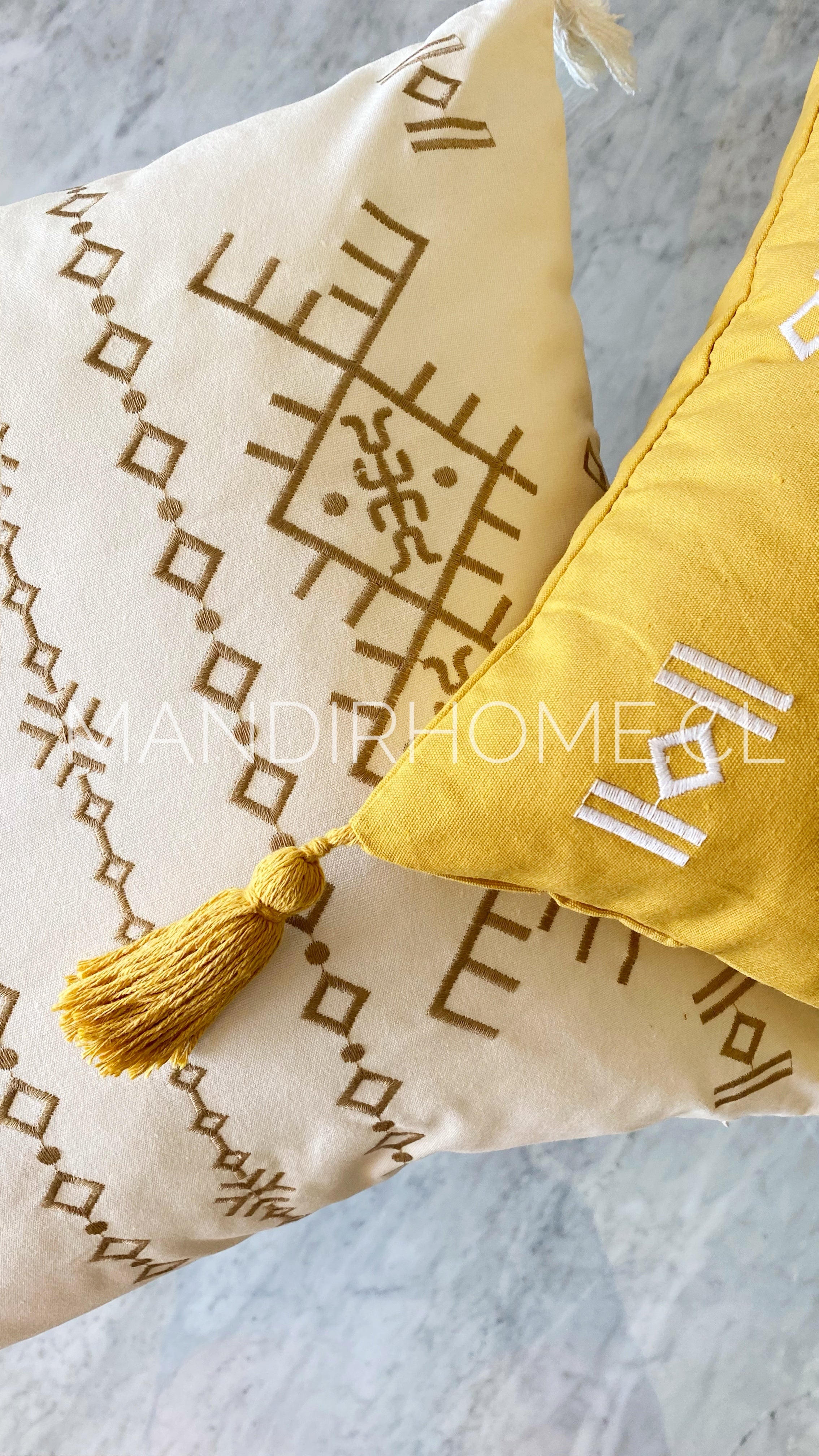 ¡Queda 1! Funda de Cojín Boho Monterrey Mostaza Cuadrado