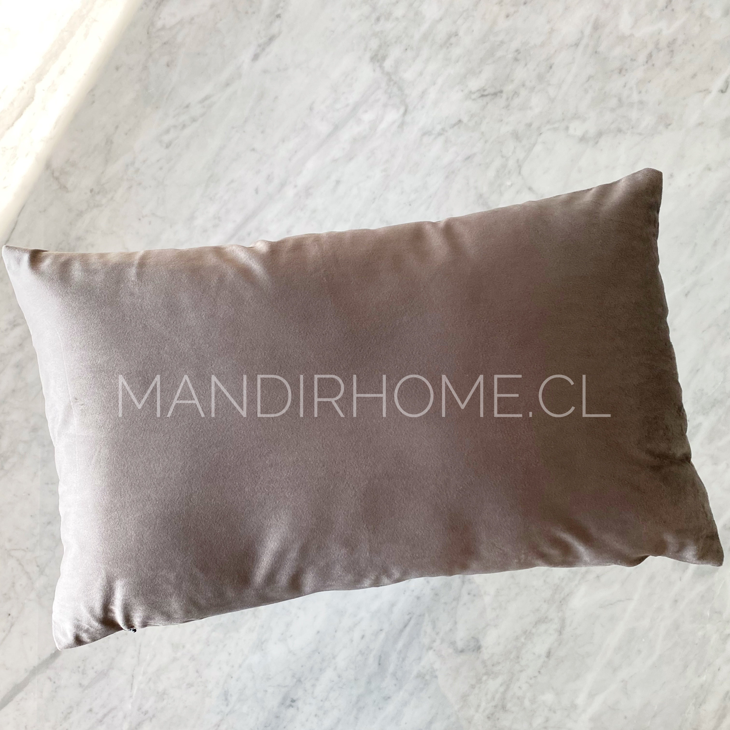 Funda de Cojín Velvet Liso Gris Rectangular
