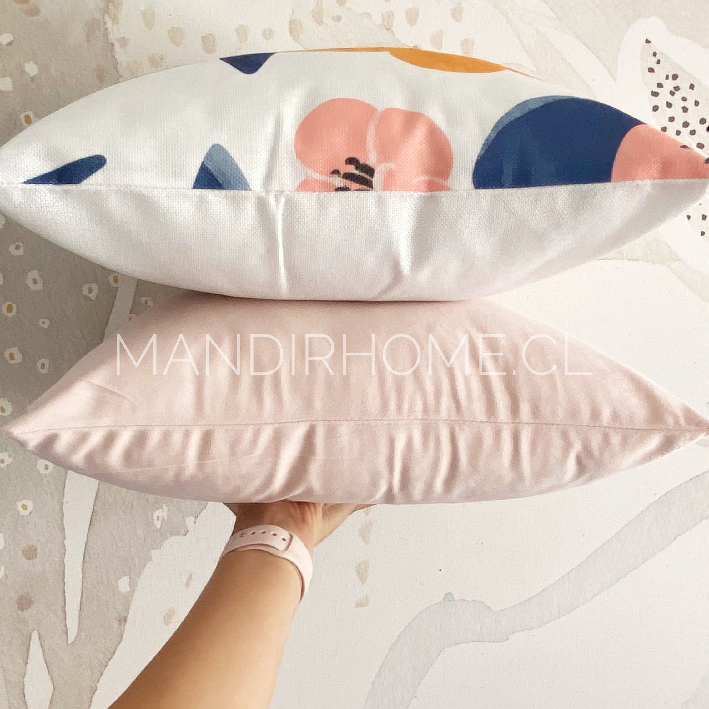 Funda de Cojín Velvet Liso Rosado Pastel