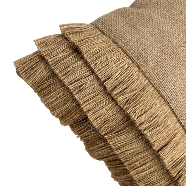 Funda de Cojín Natural Rústico Arpillera Yute Cuadrada