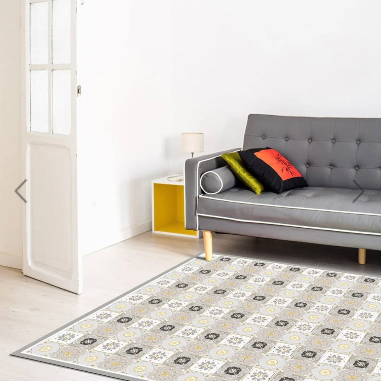 Alfombra Vinílica Baldosa Clásica Amarilla 220x140cms/ A PEDIDO