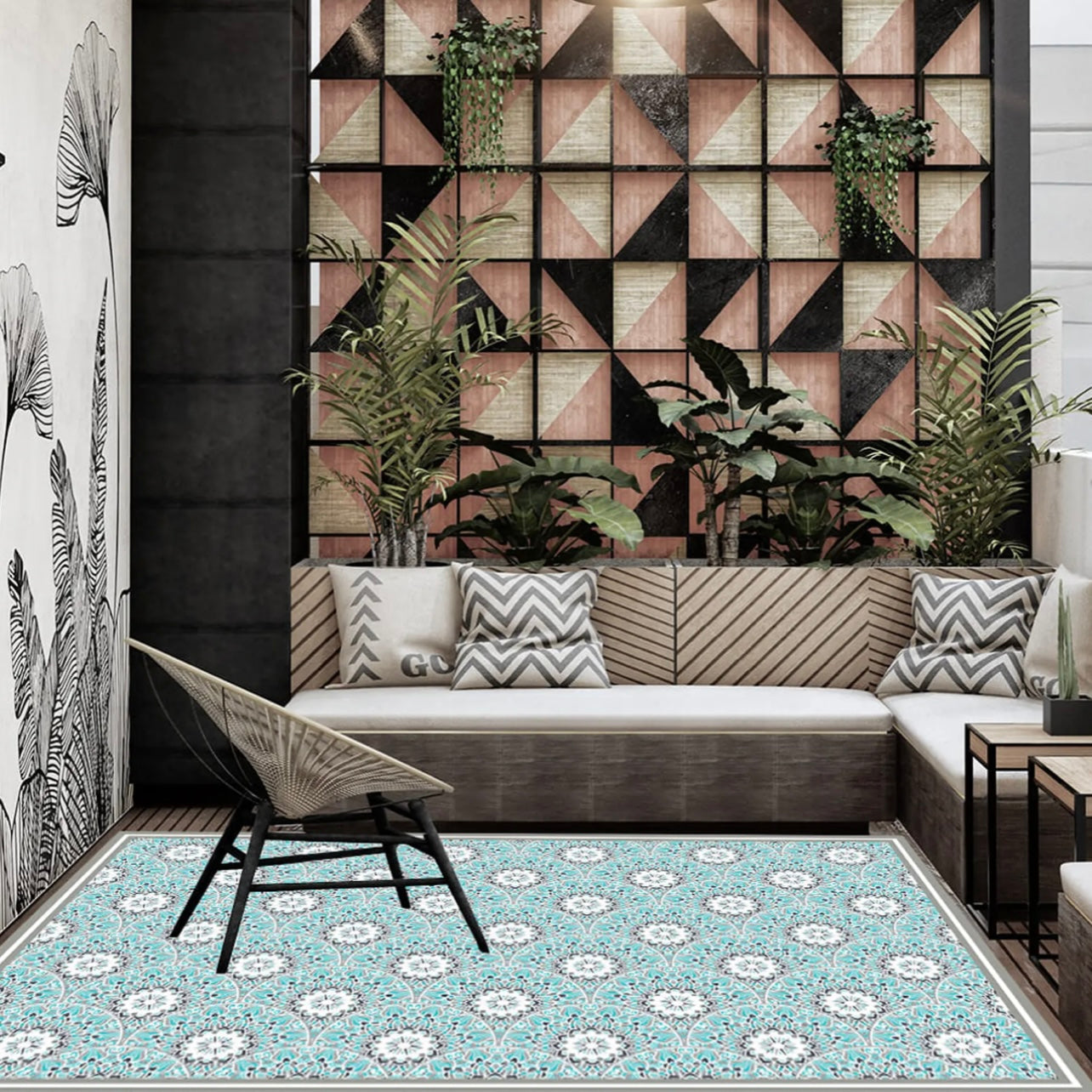 Alfombra Vinílica Mandala Turquesa 220x140cms/ A PEDIDO