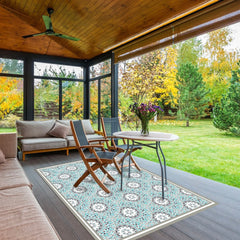 Alfombra Vinílica Mandala Turquesa 220x140cms/ A PEDIDO