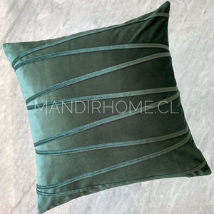 ¡Queda 1! Funda de Cojín Velvet Verde Botella Aplicación ZigZag